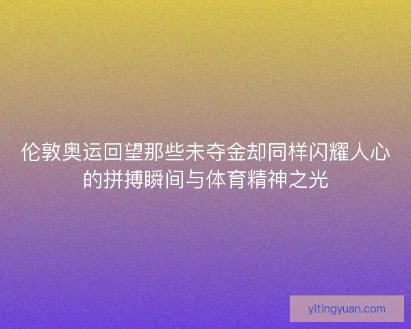 伦敦奥运回望那些未夺金却同样闪耀人心的拼搏瞬间与体育精神之光